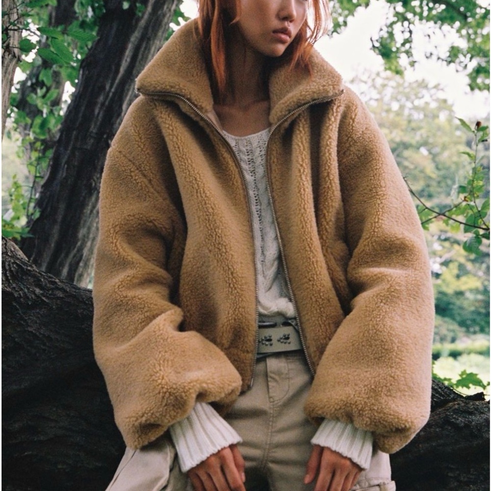 Free People Tan Teddy Jacket